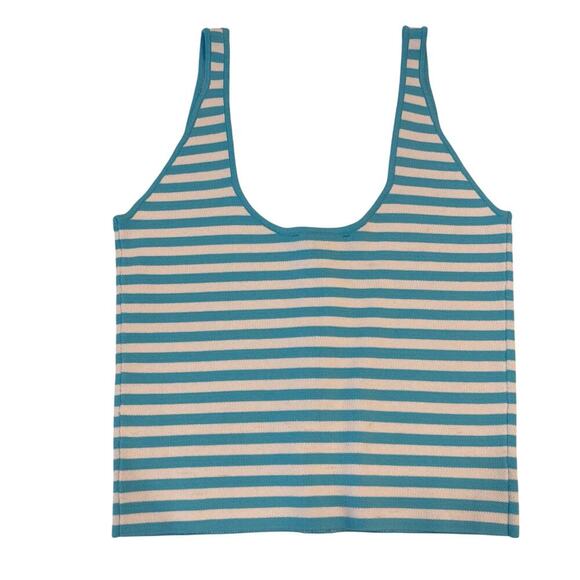 Barbie the Movie x Aqua Heart Button Teal Stripped Crop Top Womens Size Small - Picture 4 of 9